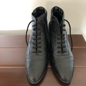 Black vintage leather booties